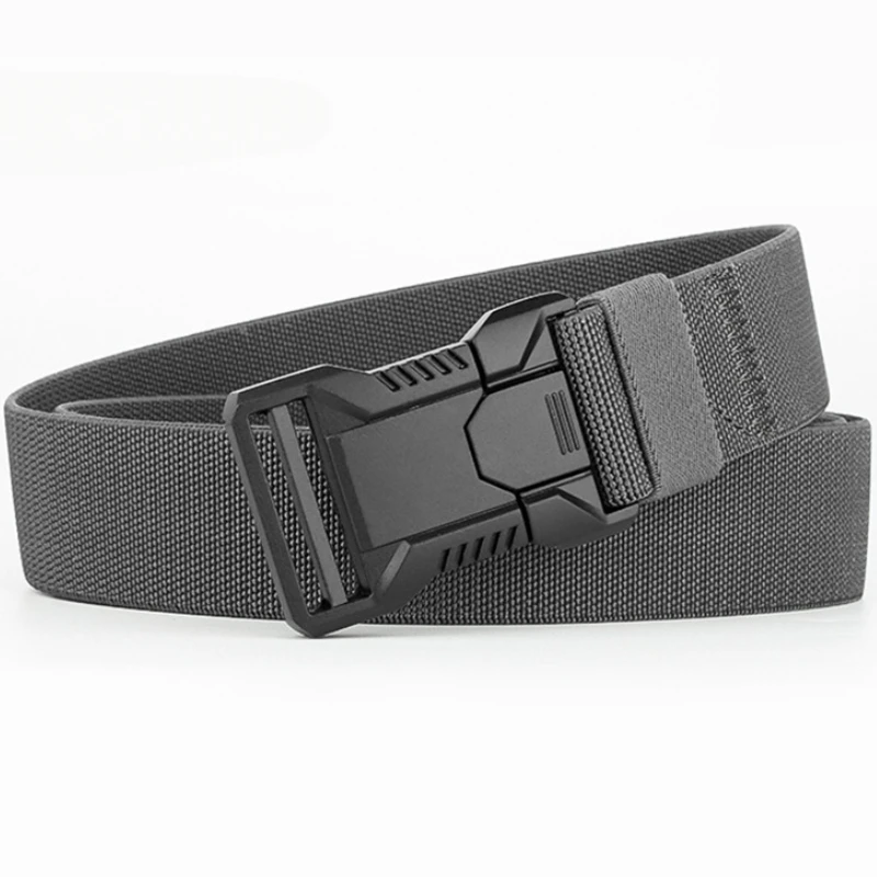 New Aluminum Alloy Quick Release Pluggable Buckle Elastic Belts for Men Durable Tactical Belt Cowboy Outdoor Army Belt Hunting