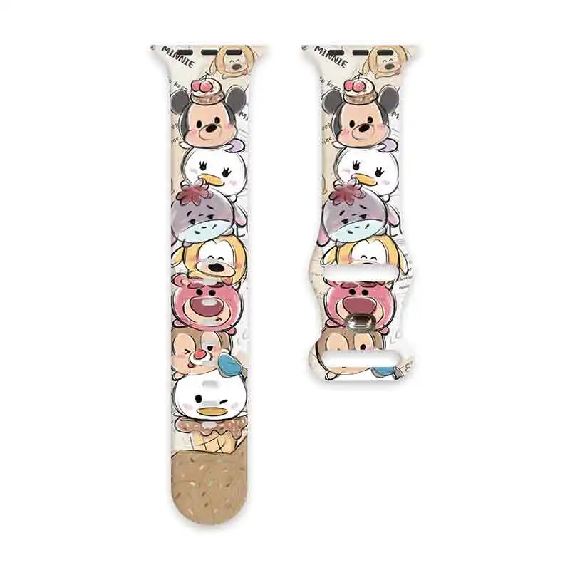 

Disney Mich Printed Straps for Apple Watch 11 10 9 8 7 SE Silicone Bands Replaceable Watchband for iWatch 46mm 42mm 41mm 40mm