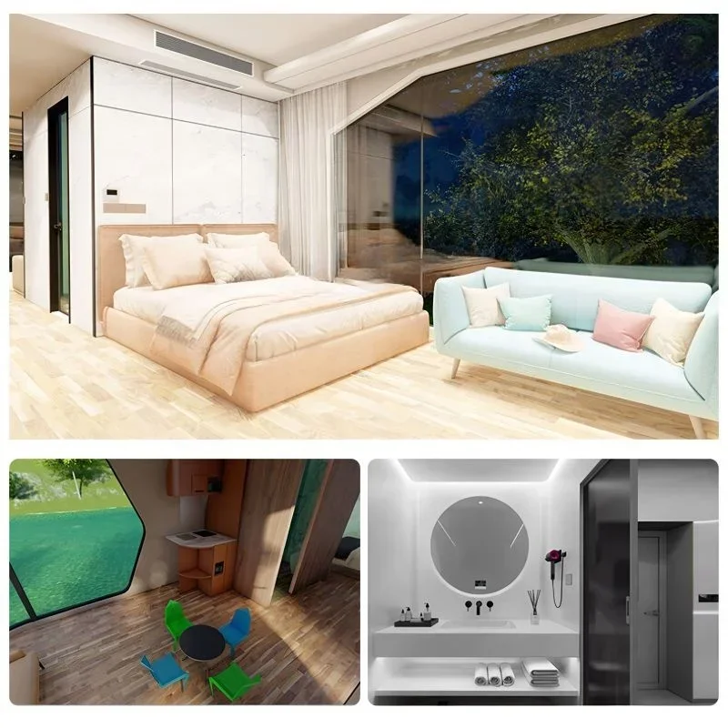 2024 trending modern outdoor ECO vessel mini space cap sule room hotel prefab tiny house mobile home log cabin