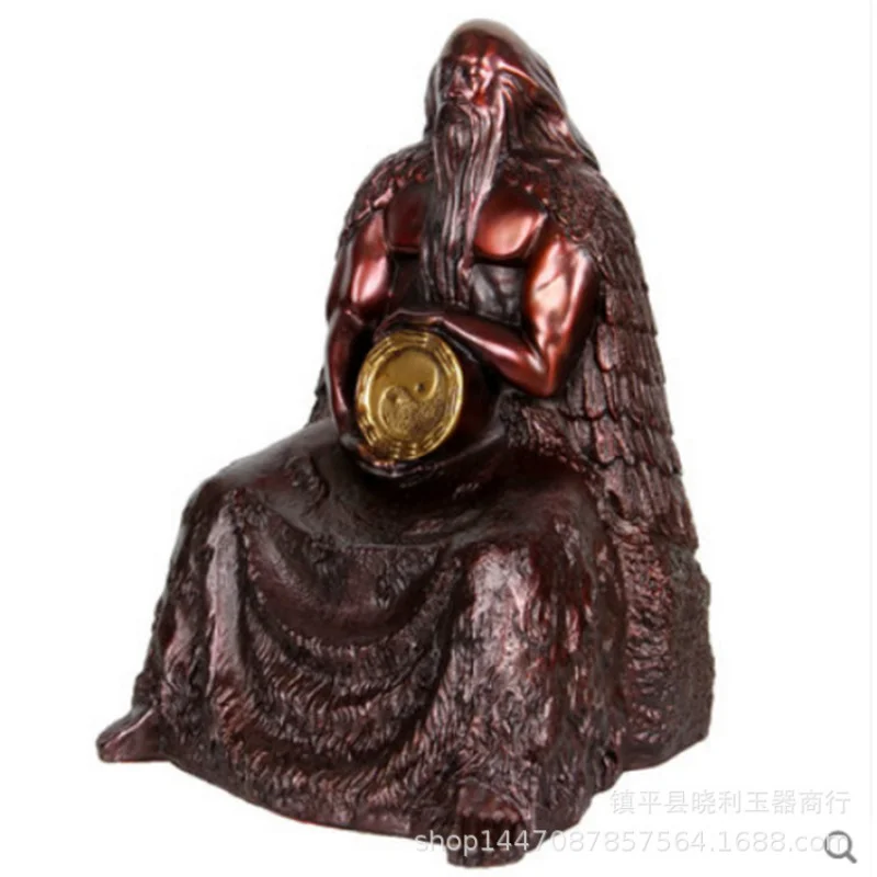 Bagua Patriarch Statue Human Ancestor Fuxi Bronze Statue Sitting Statue Ornament Metal Craft