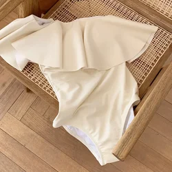 Jumpsuit with A Triangular Chest Gathered Hot Spring Swimsuit Summer Swimsuit Women's New Sexy Slimming and Belly Covering