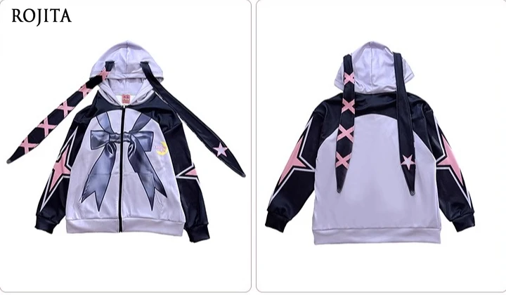 

Original Design Rabbit Ears Hooded Jacket Women Chic Sweatshirts Autumn Winter Long Sleeve Jacket Loose Zipper Loose Coat