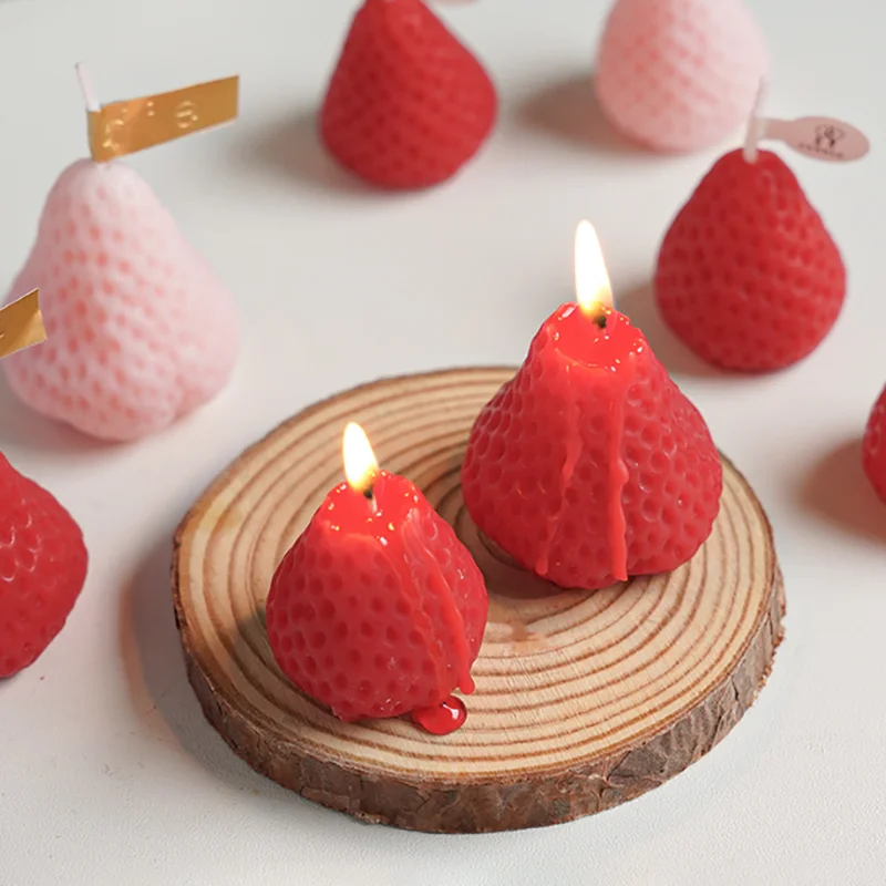 2pcs/lot Strawberry Cake Decorations Candles Birthday Day Fruit-shaped Candle Perfect for Trendy Photo Prop