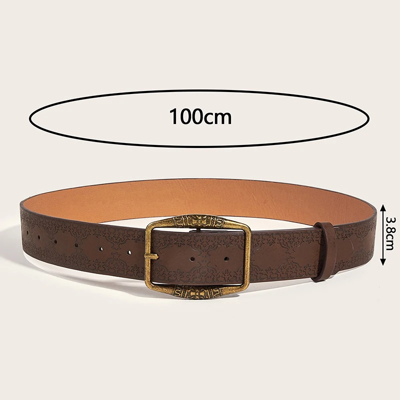 Print Pattern Retro Y2K Belts For Women Luxury Buckle Pin Waist Belt Female PU Leather Hip Hop Fashion Waistband