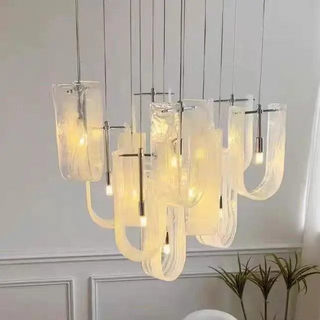 Cloud Ribbon Glass Chandeliers led white Curved light Luxury Designer Light for Villa Living Dining Room Bedroom dining Lamp