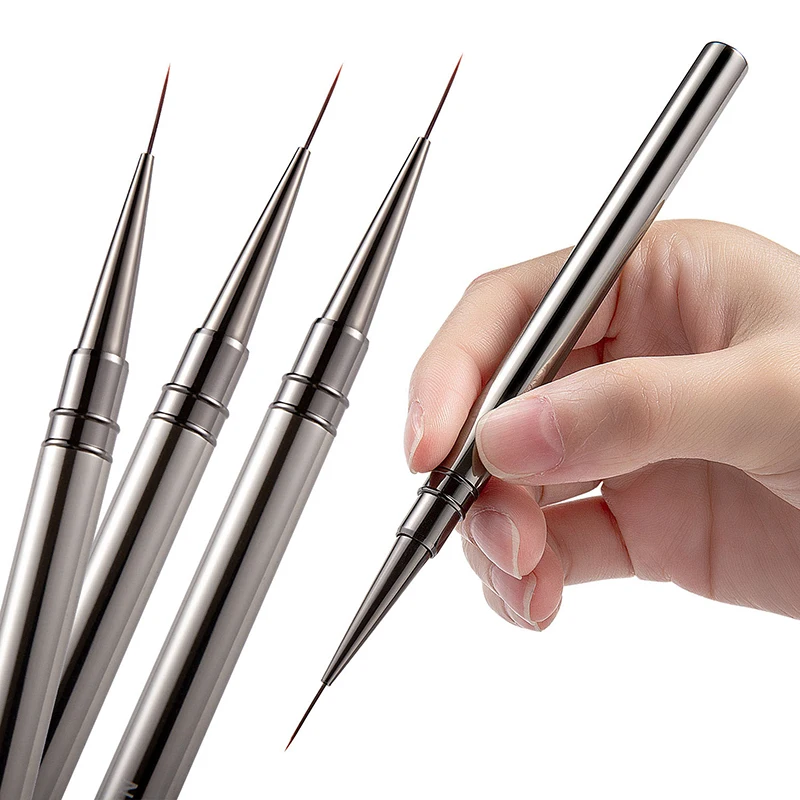 6/9/12/15/18mm Nail Liner Brush Set Drawing Lines Stripe Painting Flower Pen Nail Art Manicure Metal Handle