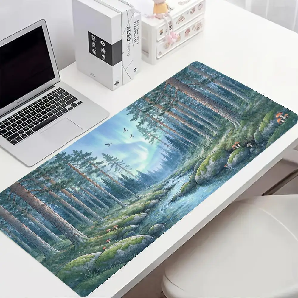 Pine Forest Stream Landscape Mouse Pad Precision Tracking Non Slip Base For Office Home Use