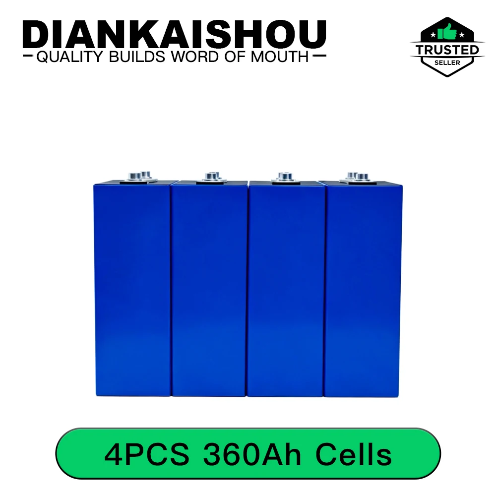 EU-voorraad [DAINKAISHOU] Nieuwe Grade A 3.2V 360Ah LiFePO4-batterij, 12000+ cycli, 3.2V lithium-ijzerfosfaatcellen voor off-grid zonne-energieopslag, camper, boot, huishoudelijke