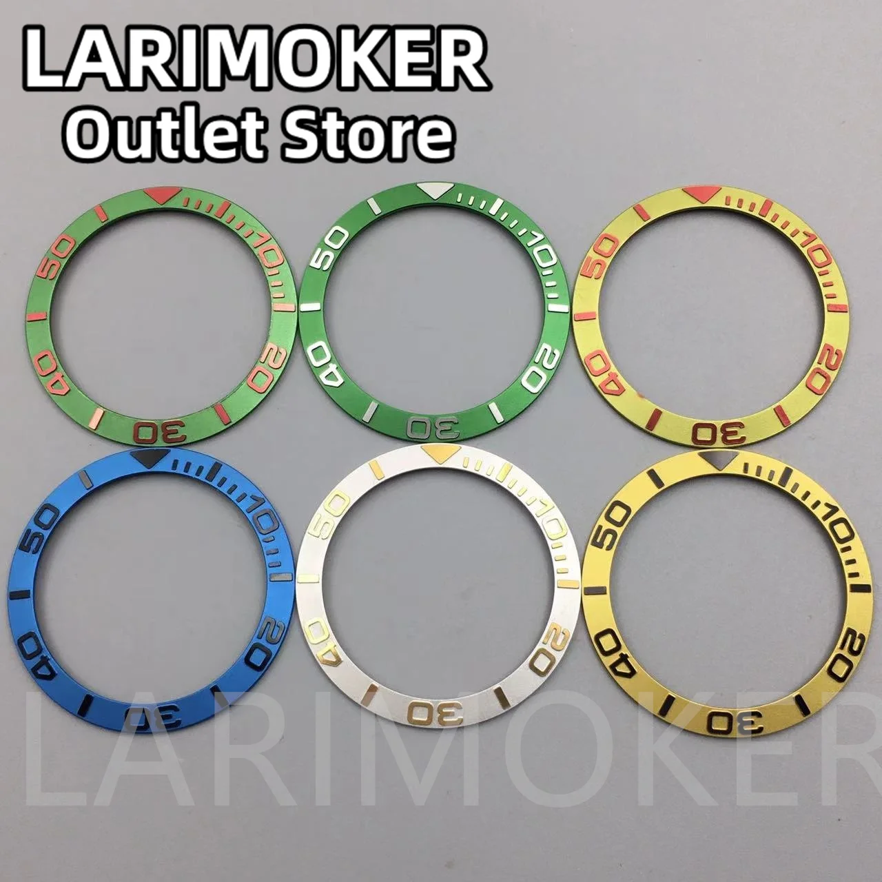 LARIMOKER 38mm Ceramic Bezel Insert Black White Green Gold Blue Slanted Bezel Insert Suitable for 40mm Watch Case Accessories