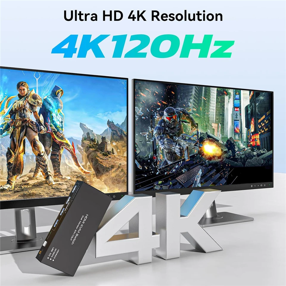 2x2 HDMI KVM Switch 4K 120 هرتز شاشة مزدوجة KVM HDMI شاشة ممتدة USB KVM الجلاد 2 في 2 خارج لـ 2 أجهزة كمبيوتر مشاركة 2 شاشات
