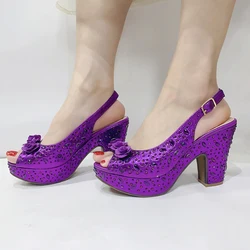 Spring and Autumn Lastest Italian Design Fashion Style Ladies Shoe 2023 Nigerian Shoes in Purple Color for Party