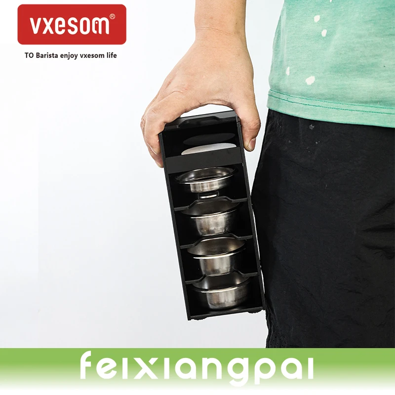 VXESOM Coffee Filter Basket Black Bracket Holder Coffee Basket Barista Corner Storage