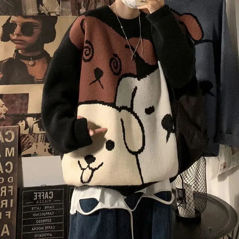 

Autumn Winter Cartoon Bear Men's Faion Sweater Straight Leg Eighteen orts Youthful Vitali Sle 2024 Fall Collection