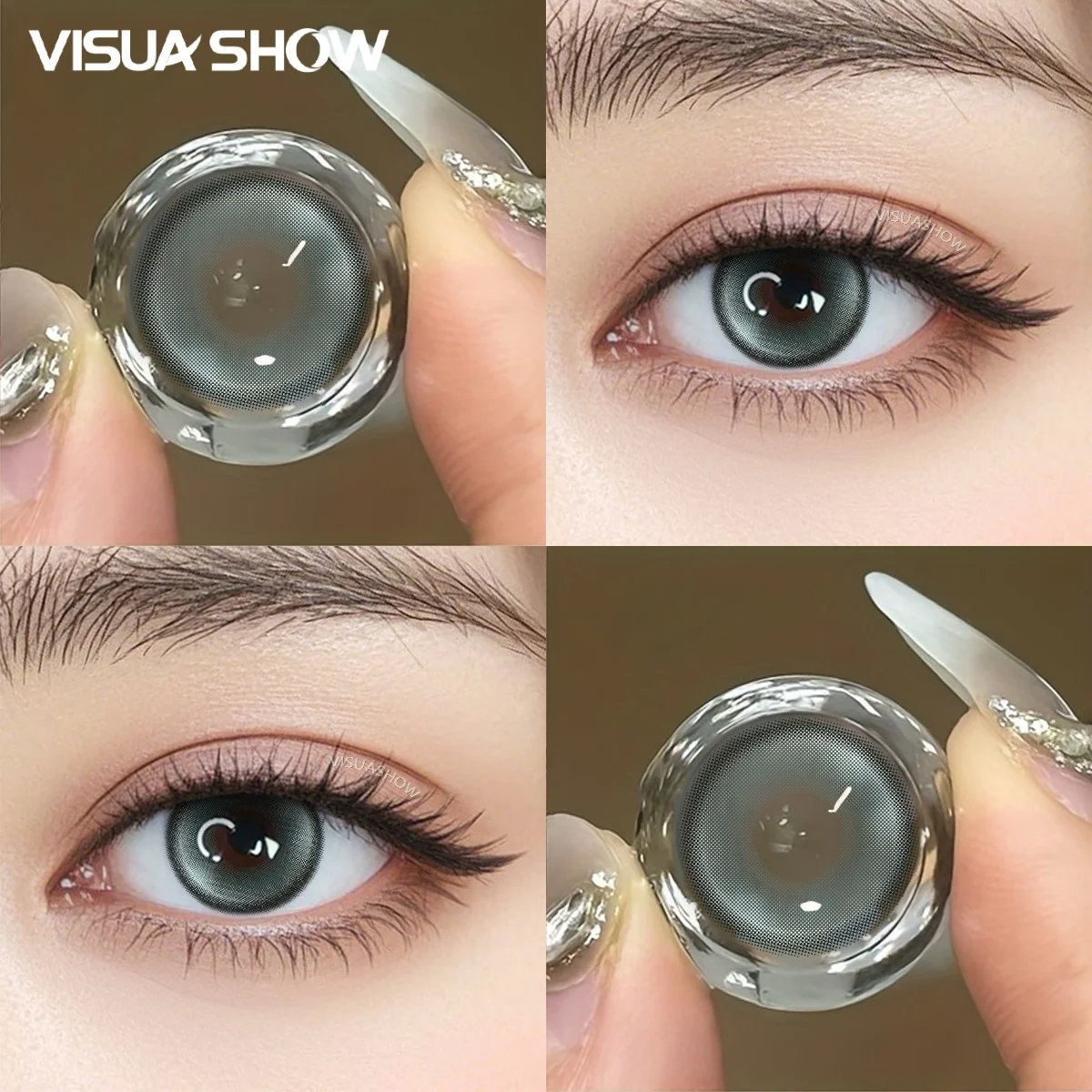 Lentes de Contato Coloridas com Prescrição VISUASHOW, Potência de -1.00 a -8.00, Lente de Beleza Natural Dolce Vita Marrom para Maquiagem Diária