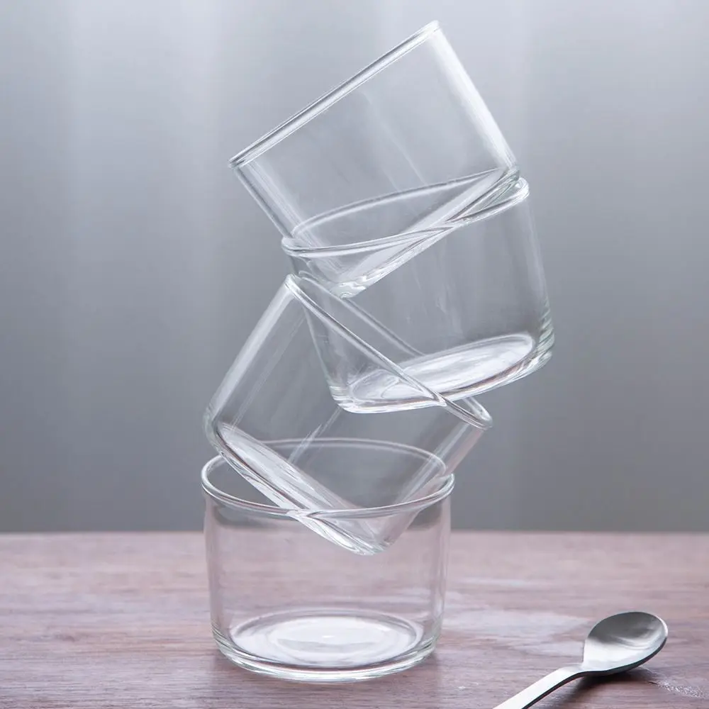 Mini Glass Pudding Cup Transparent Round Shaped Candy Dishes Serving Bowls Ice Cream