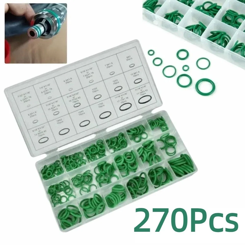 270Pcs 18 Sizes Rubber O-Ring Gasket Heat-resistant Wear-Resistant O-Ring Seals Assortment Kit Durable with Storage Box