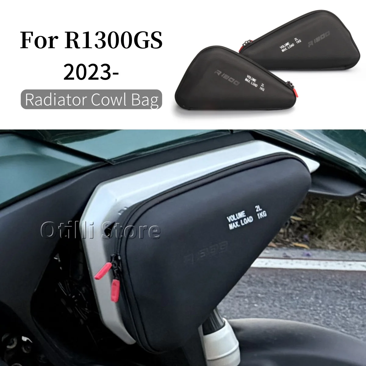 

R1300GS New Motorcycle Radiator Cowl Bag Side Fairing Tool Bag For BMW R1300 GS R 1300 GS 2023 2024 2025 r1300gs 2L Black Kit