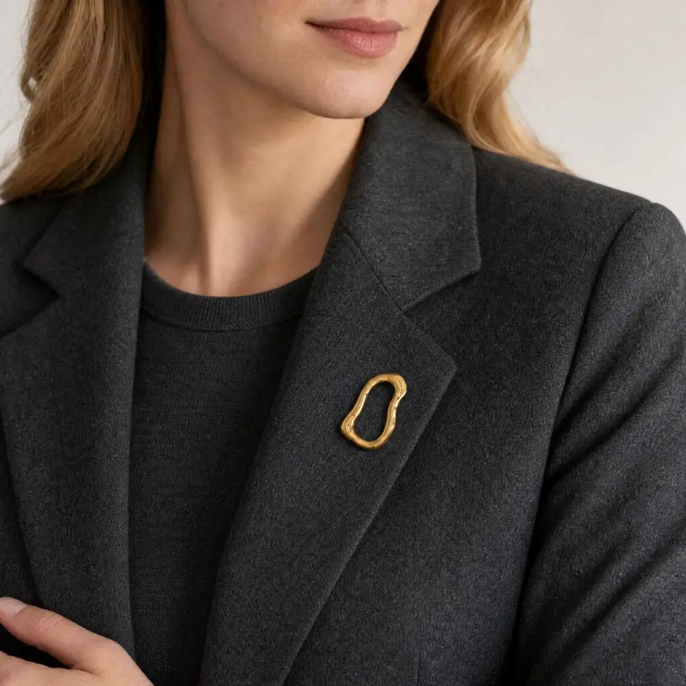 Irregular Design Brooch Abstract Irregular Metal Brooch with Safety Pin Versatile Lapel Pin Accessory for Collar Cuffs Bags