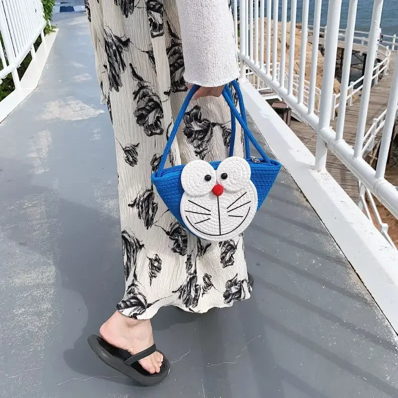

Cute cartoon Doraemon cartoon one-shoulder crossbody braided bag summer bag women 2025 new ins cute bucket bag holiday gift