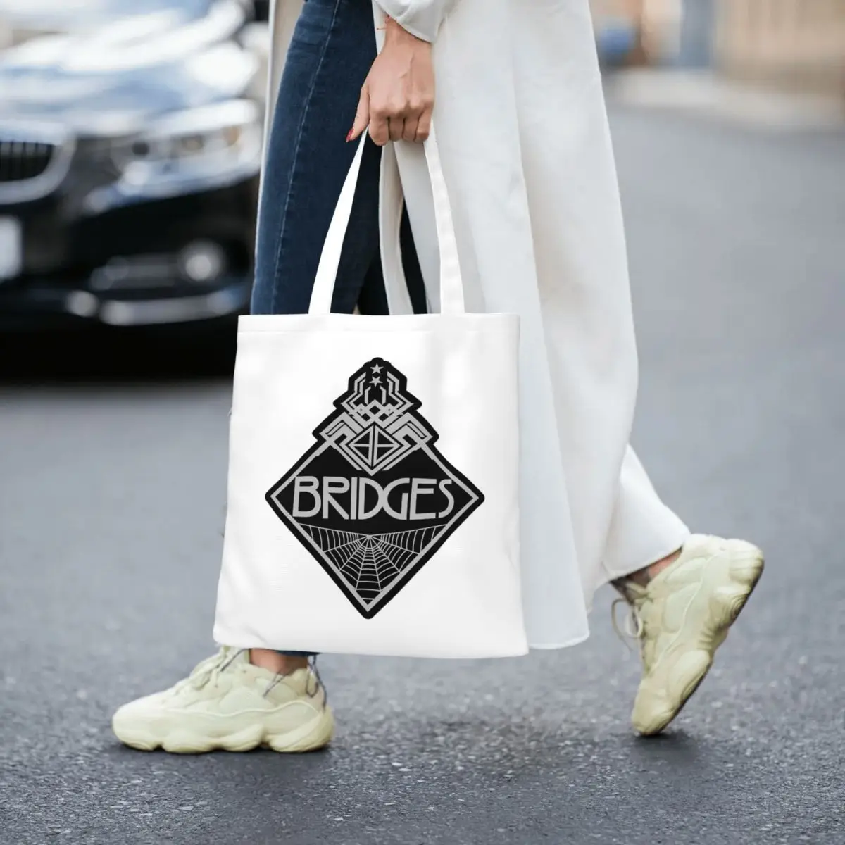 النساء الرجال جسر إكسبيديشن 1 شعار حمل الحقائب قماش الموت الذين تقطعت بهم السبل حقيبة بقالة لحقائب اليد سيدة