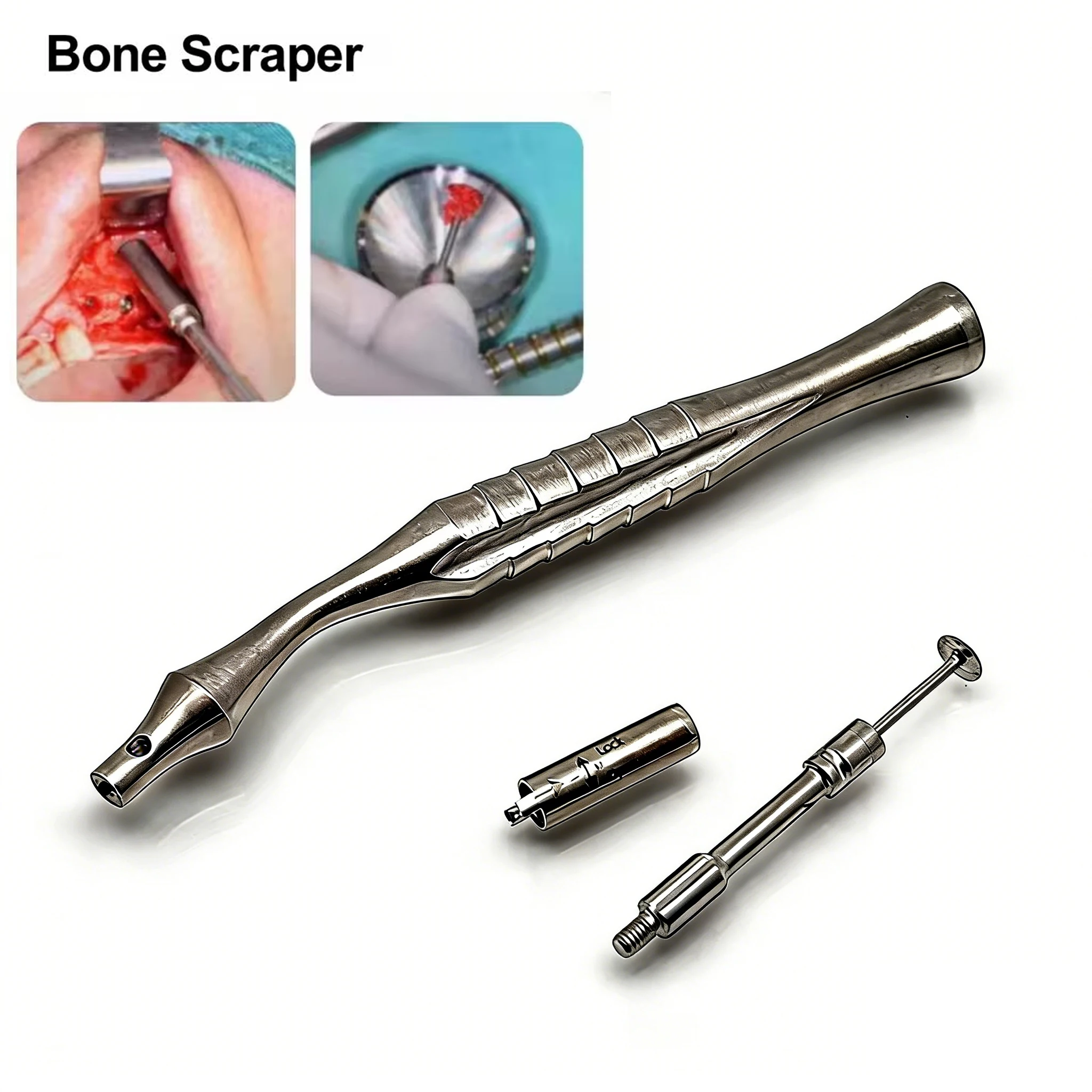 

16CM Implant Tool Dental Implant Surgical Bone Scraper Set Stainless Steel Bone Collector & Tooth Cleaning Scaler