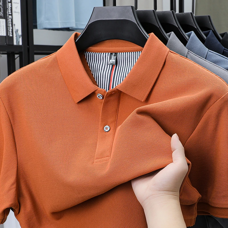 

Summer Collar 100% Pure Cotton Short Sleeved T-shirt for Men, Casual Half Sleeved Breathable Thin Top Polo Shirt for Men