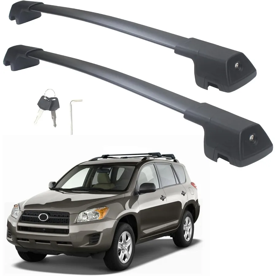 

260lb Heavy Duty Lockable Roof Rack Cross Bars Replacement for Rav4 20082012 Black Matte with AntiTheft Locks ONLY FIT Factory