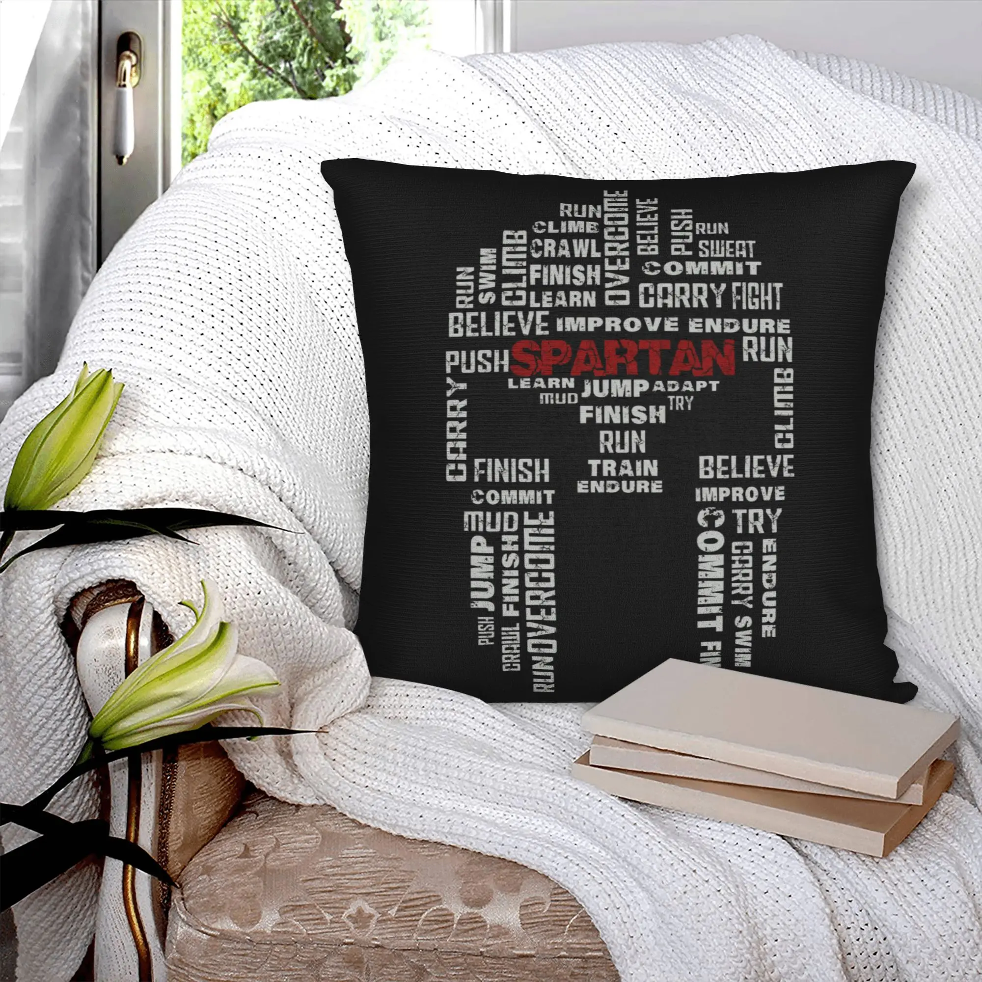 Modern Spartan Race Helmet Cushion Cover for Sofa Polyester Sparta Spirit Pillow Case Home Decor
