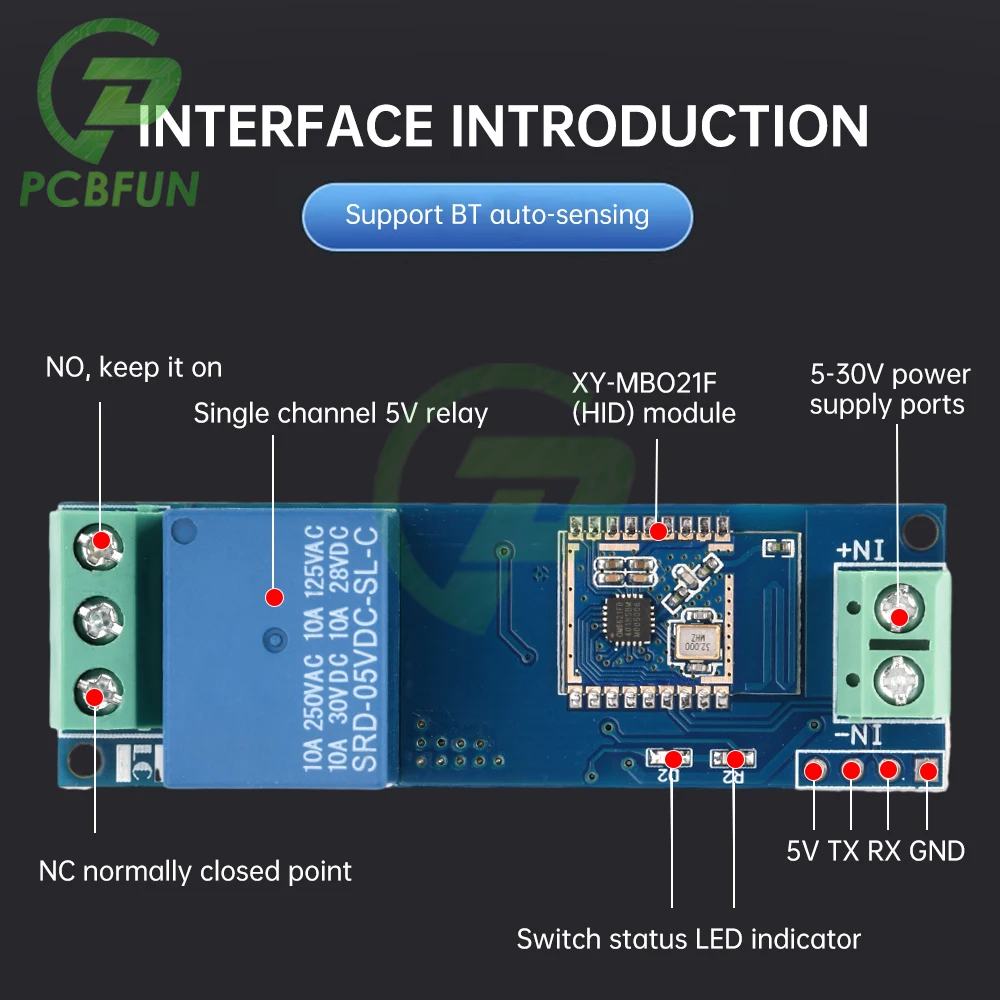 Bluetooth proximity switch 1 channel relay module automatically senses when the phone approaches to unlock