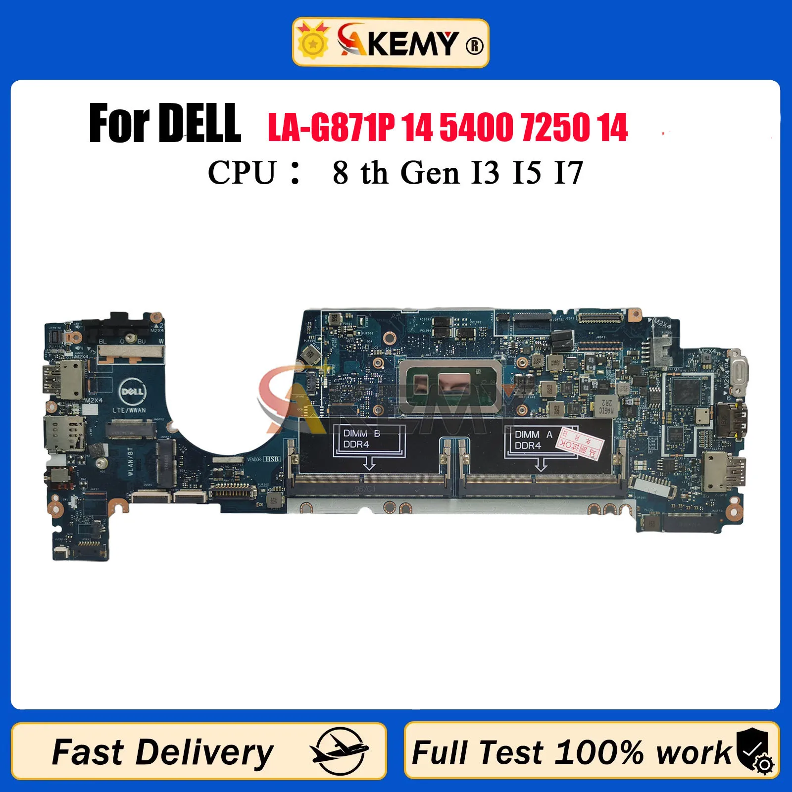 

For Dell Latitude 7400 Laptop Mainboard LA-G871P 0FHPJ8 0WRHWP 0M2JD3 0WYXPY with I5 I7 CPU Notebook Motherboard 100％Test