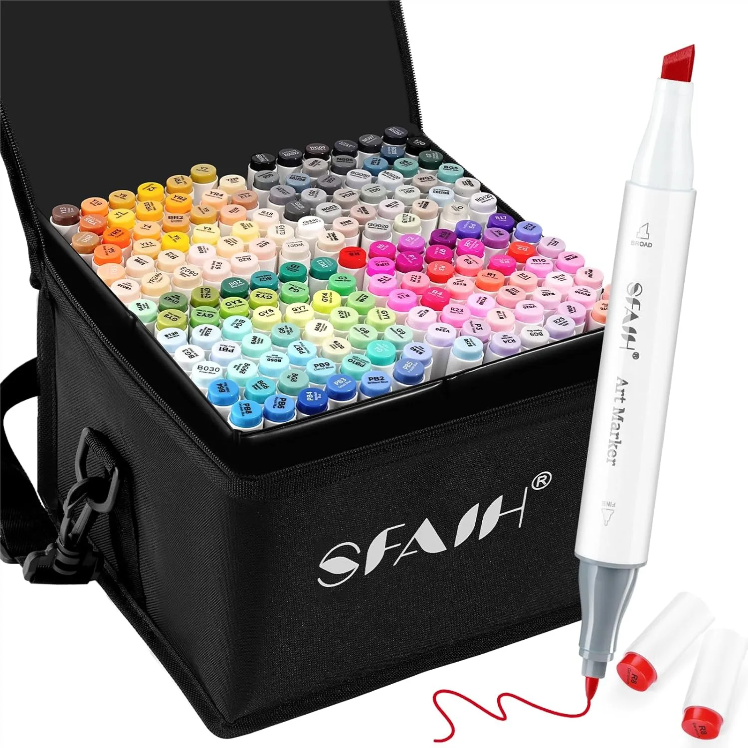 

168 Alcohol Markers, Dual Tip Chisel & Fine, Vibrant Colors for Adult Coloring, Sketching & Illustration, Seamless Blending with