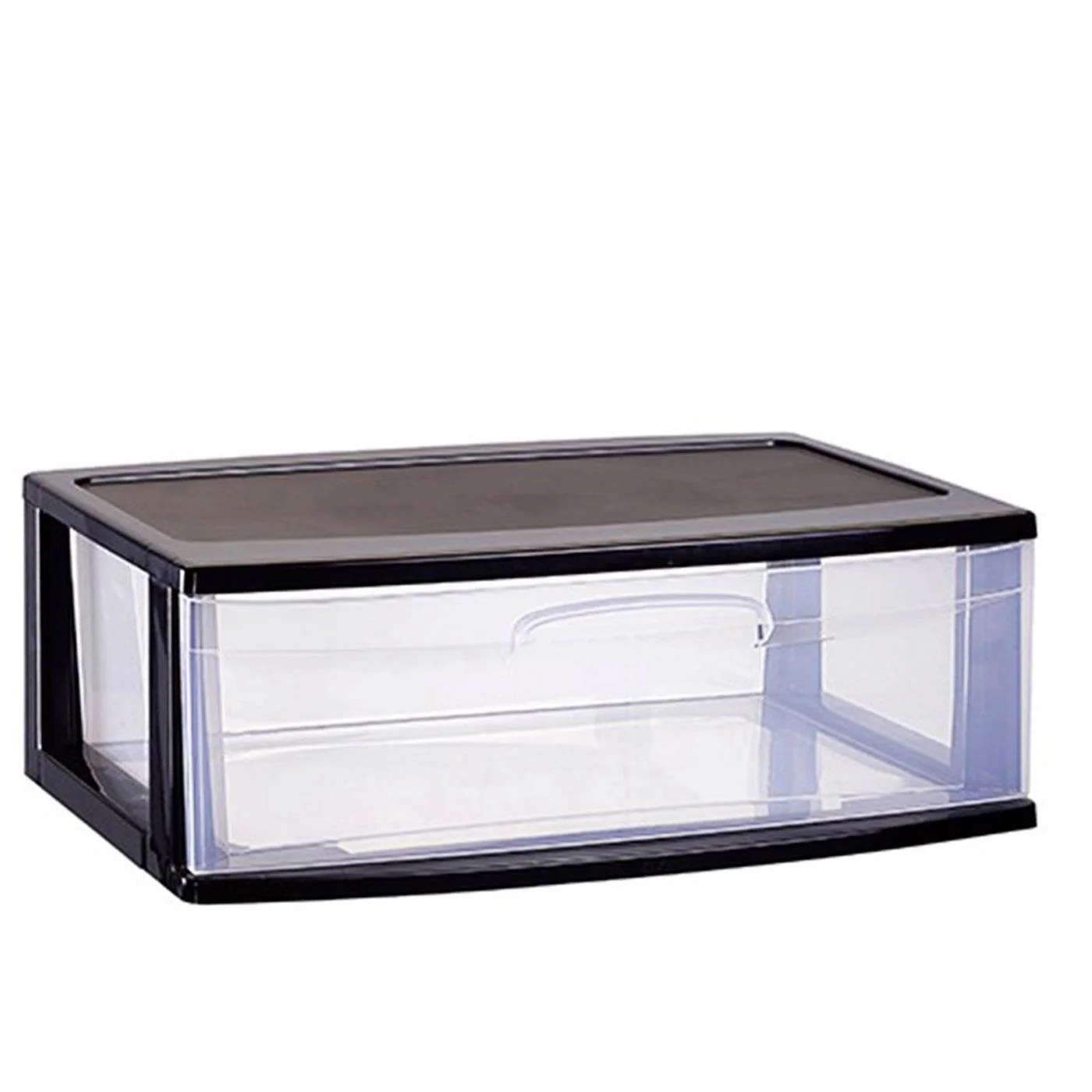 Tradineur 1-drawer nilo drawer box in black 21x56x39.5 cm, double folio drawer, large transparent, mu