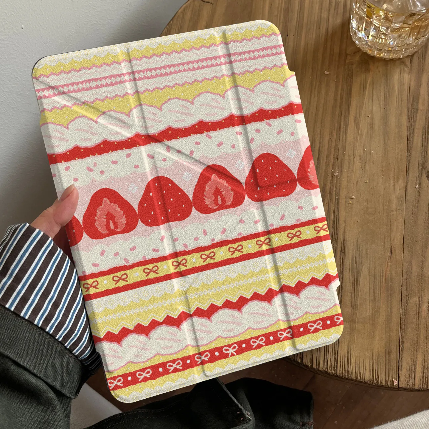 Korea ins Red Strawberry Cake Tablet Case For iPad Pro 11 13 M2 M4 M3 10.2 5/6th 7/8/9/10/11th Mini 6 7 Air 3 4 5 6 Stand Cover