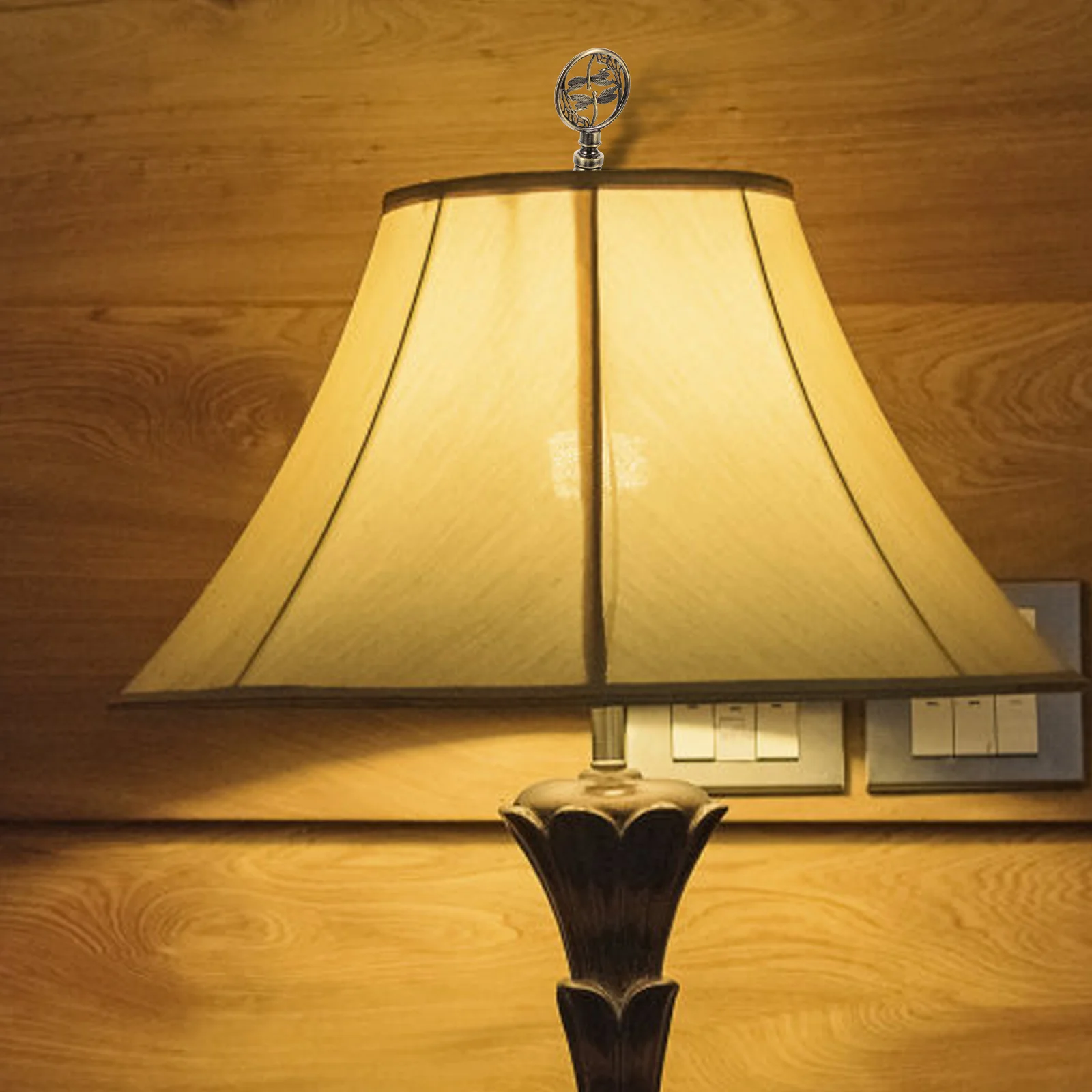 

Decorative Lamp Finials Retro Color Knob Caps for Table Floor Lamps Shade Connector Aluminum Wood Small Size Lightweight