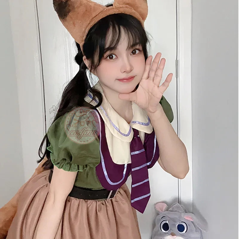 Zootopia Judy 코스프레 드레스 여성용 코스프레 애니메이션 Judy Hopps 드레스 만화 공동 스타일 드레스 코스프레 메이드 토끼 천
