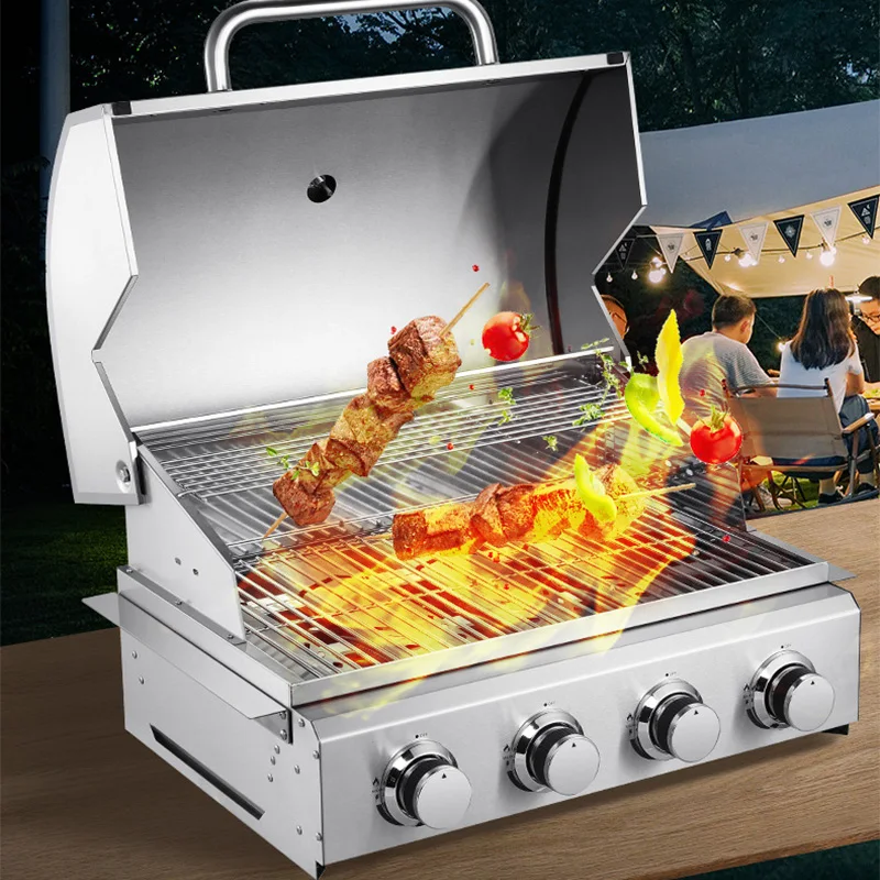 G400 ガスグリル埋め込み家庭用バーベキューグリル、4 バーナーグリル、ヴィラバーベキューグリル、屋外ガスグリル