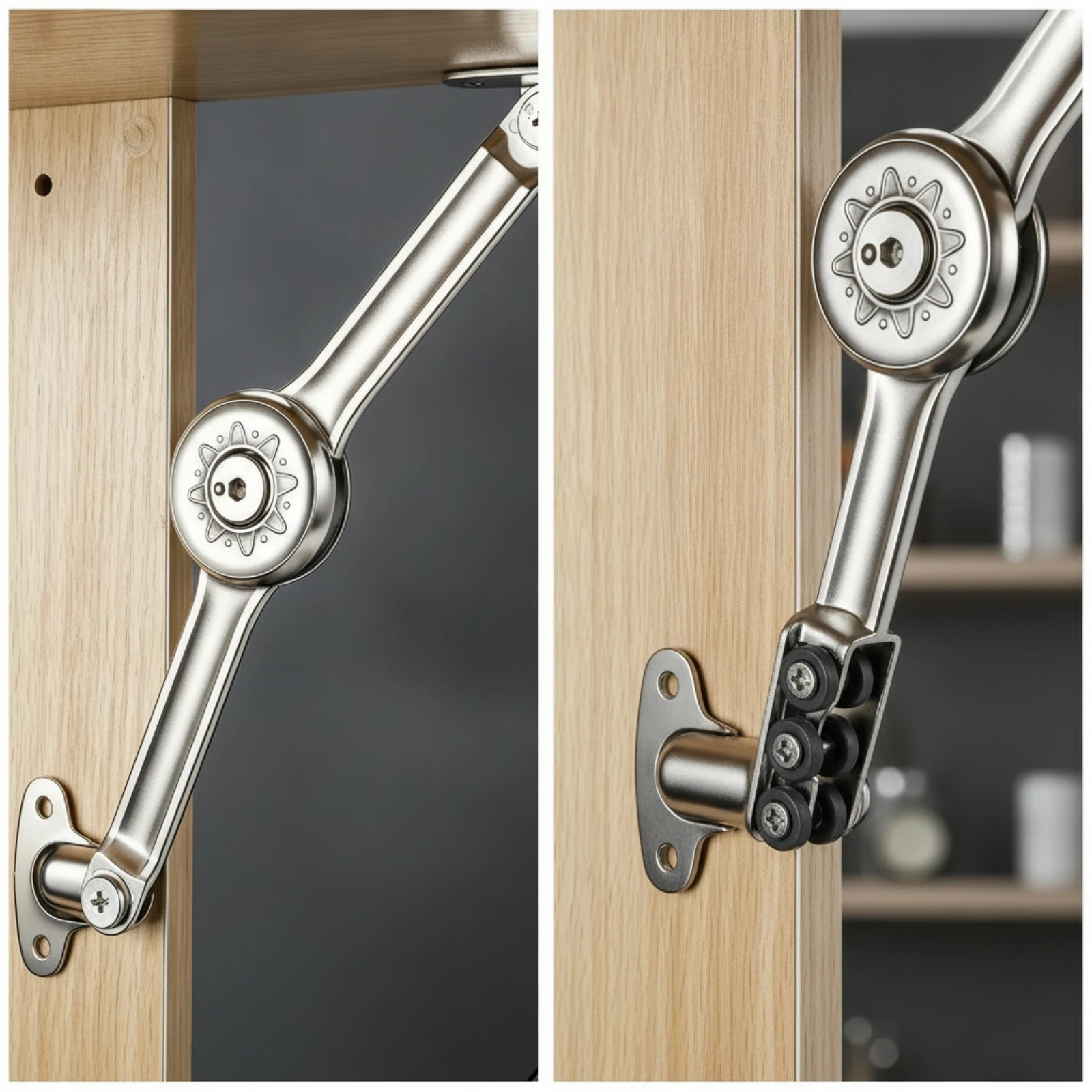 Lift-up Hinge Adjustable Cabinet Door Lift Stay Cabinet Door Support Arm Long-Lasting Flap Stay Silver for DIYers, Cabinets