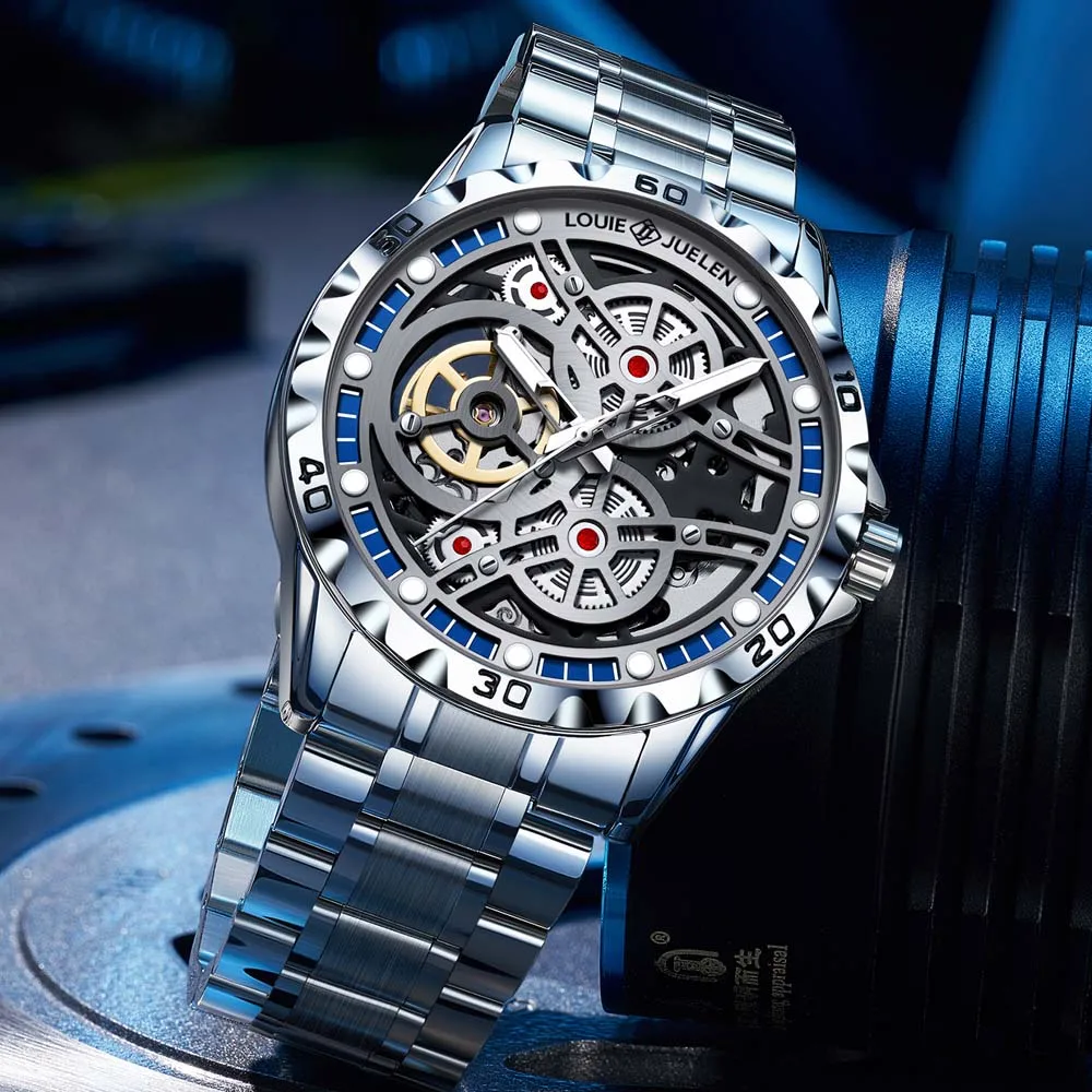 

Мужские наручные часы LOUIE JUELEN 2026: Новые автоматические механические часы с полупрозрачным корпусом-скелетоном, водонепроницаемые, для бизнеса