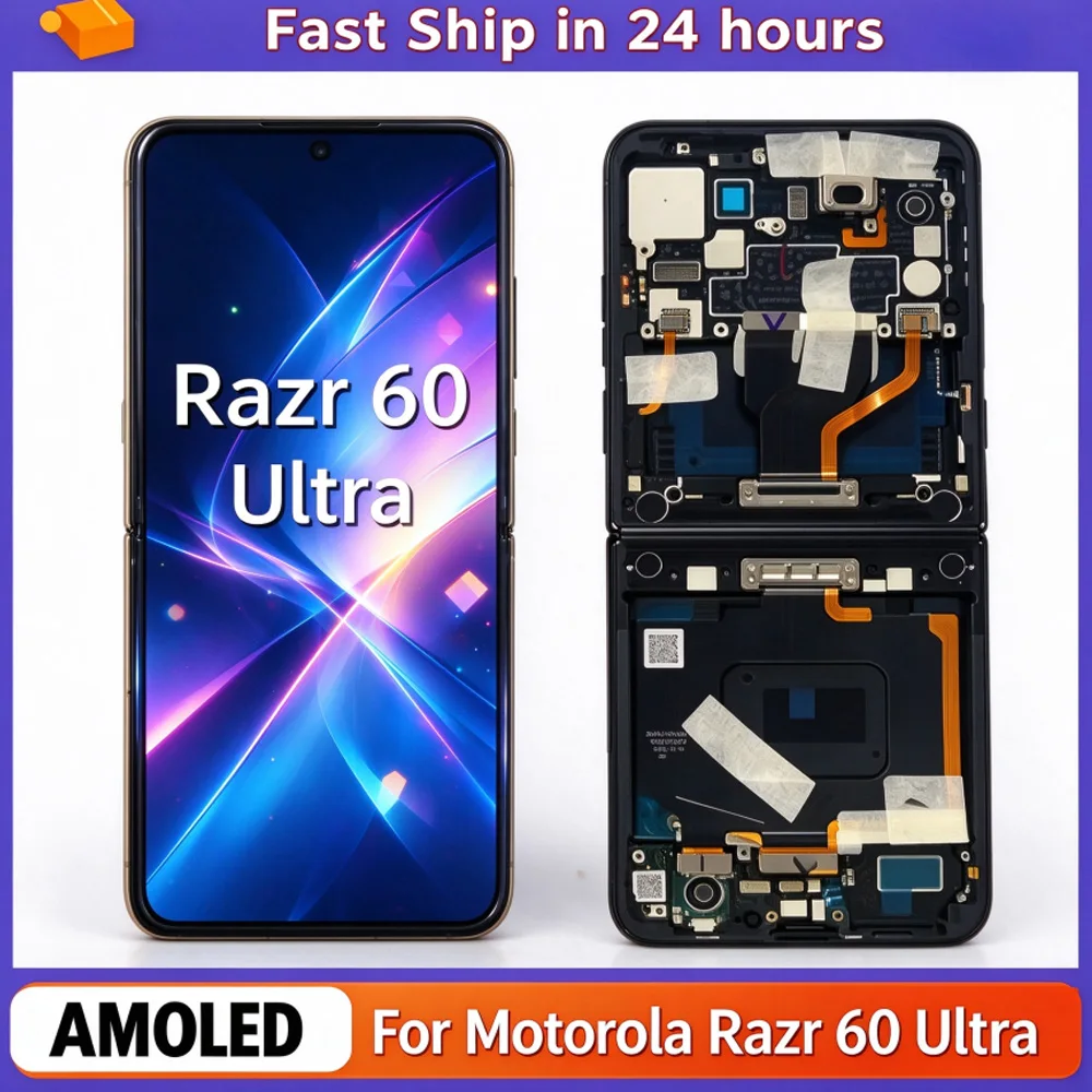 7'' AMOLED For Motorola Razr 60 Ultra Main Internal Screen Foladable LCD Display Assembly With Frame