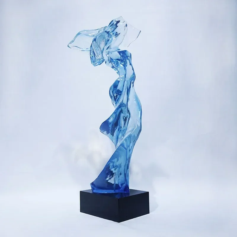 Living Room Entrance Light Luxury Sculpture Ornament Hotel Lobby Transparent Resin Floor Decorative Art