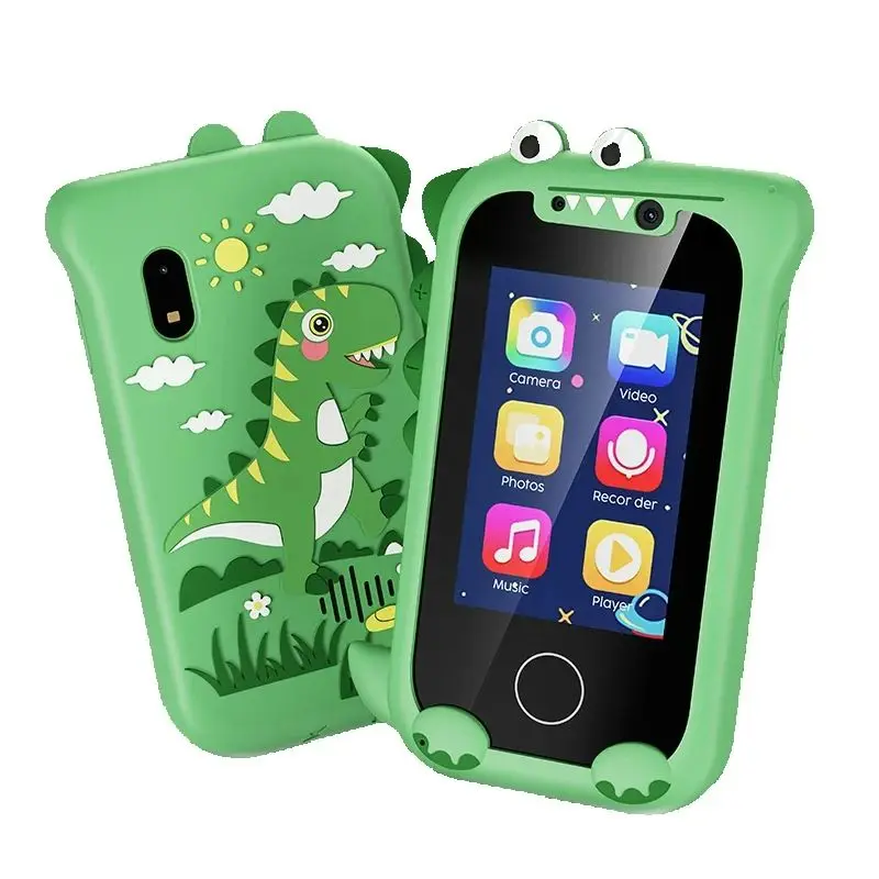 子供用スマートフォン型知育玩具-タッチスクリーン-デュアルカメラ-セルフィー-mp3プレーヤー-512mbカード付き-学習用音楽ギフト-男の子-女の子向け