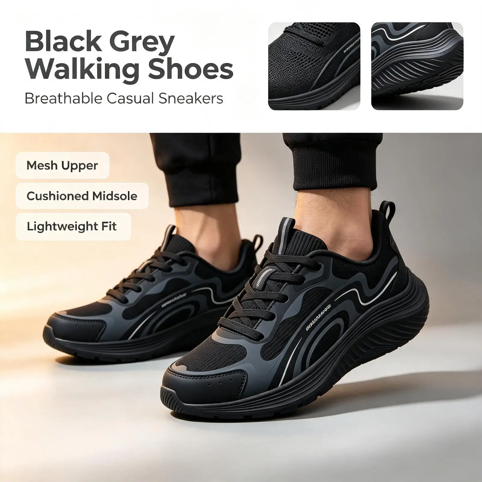 Hot Skechers New Men Casual Sneakers 118227‑BBK Full Black Lightweight Breathable Soft Sole Comfort Daily Walking Sports Shoes