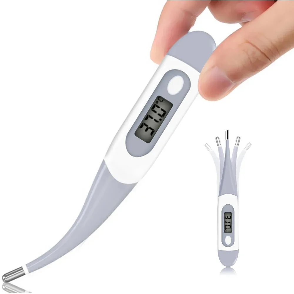 1PC Flexible tip waterproof thermometer soft head baby adults oral armpit rectal fever alarm beeper function last memory reading