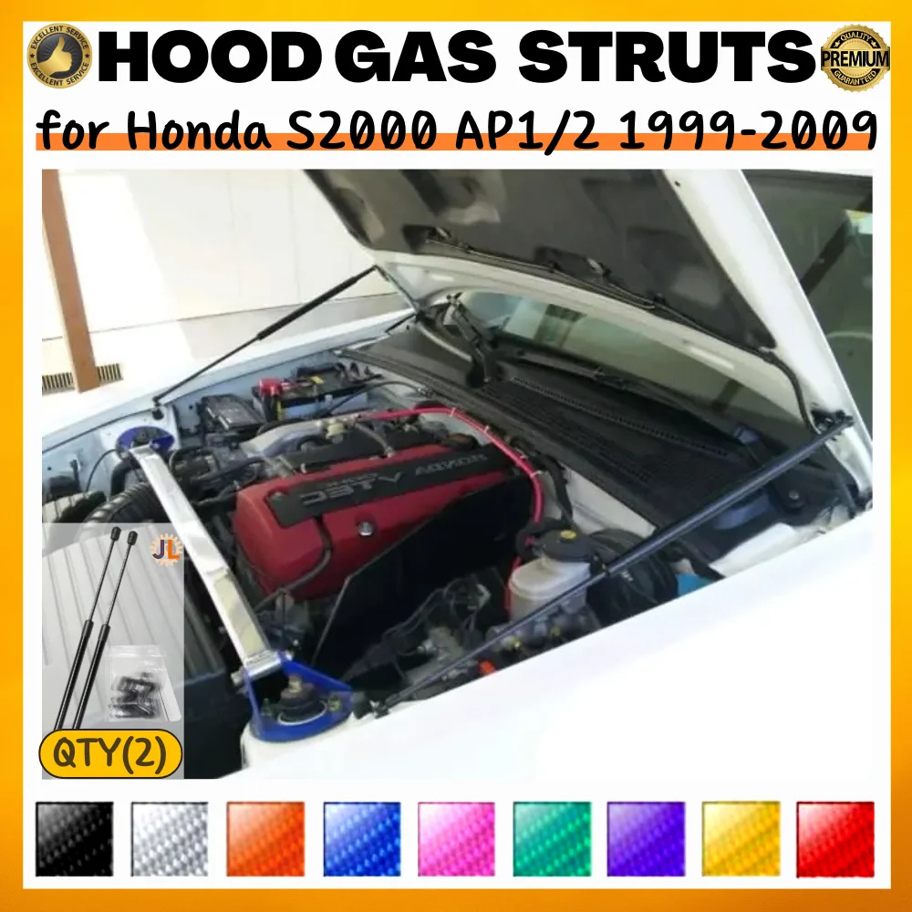 

Qty(2) Hood Struts for Honda S2000 AP1/2 1999-2009 Front Bonnet Modify Gas Springs Shock Absorber Lift Supports Dampers