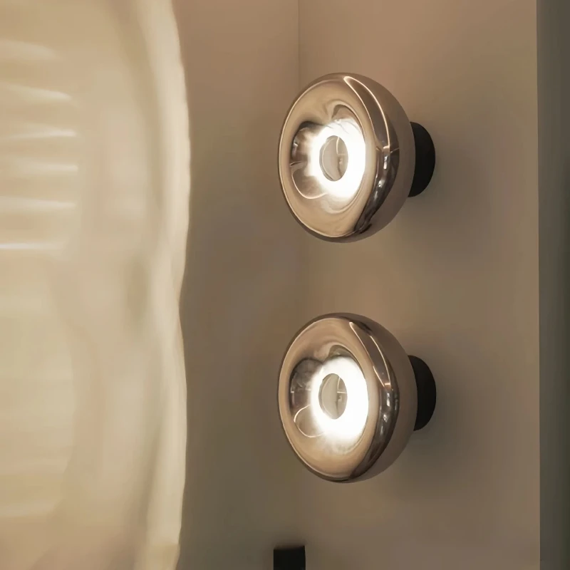 

Bauhaus Rotundity Electroplating Aluminium Wall Lamp Nordic Designer Creative Living Room Restaurant Bedroom Bedside LED Sconces