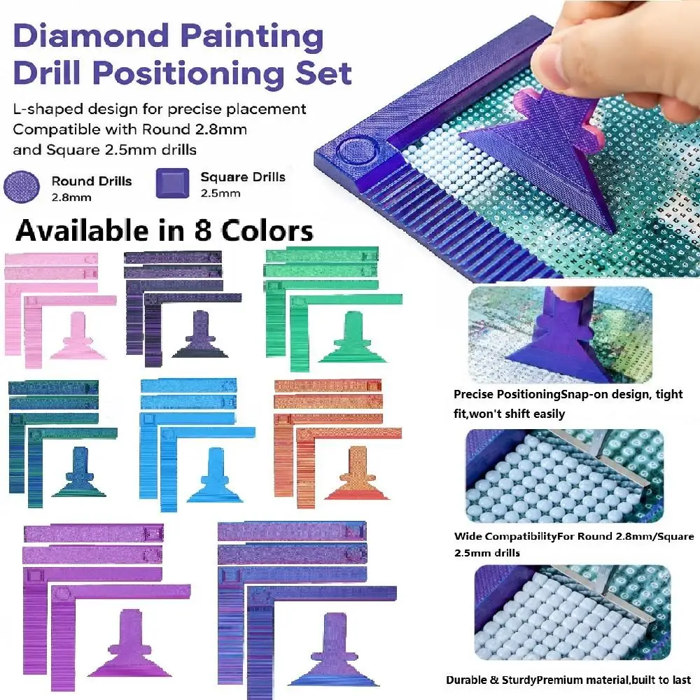 5Pcs Multi-Color Optional DIY Diamond Painting Canvas with Freely Positionable Range Markers, Correctors, for Round and Square Diamonds, Suitable for 5D Diamond Painting Canvas Dotting Tools and Accessories