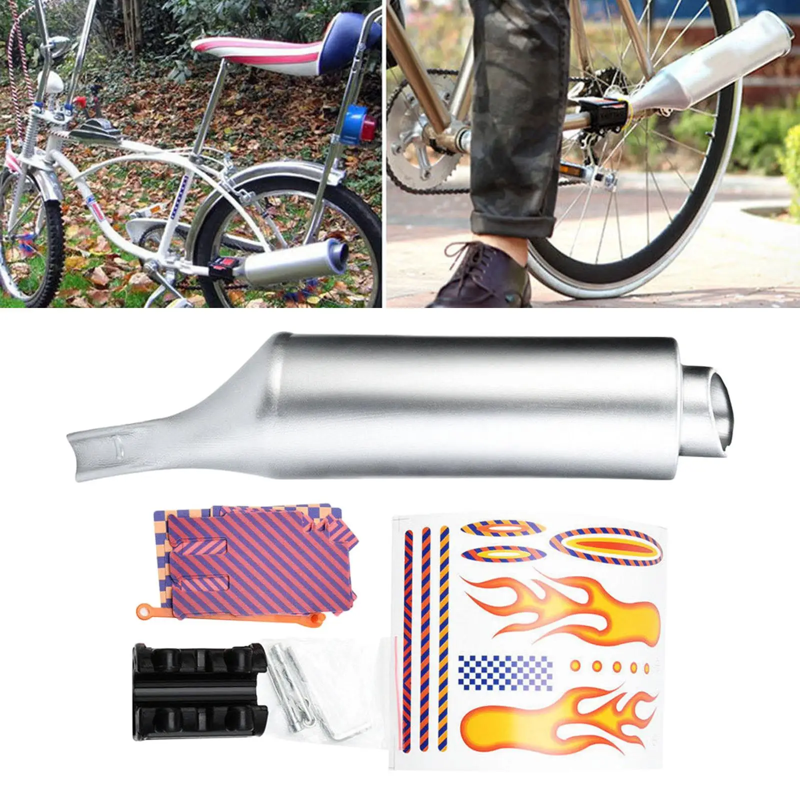 Bike Spoke Pipe with Sound Effect Round Muffler Exhaust Modification