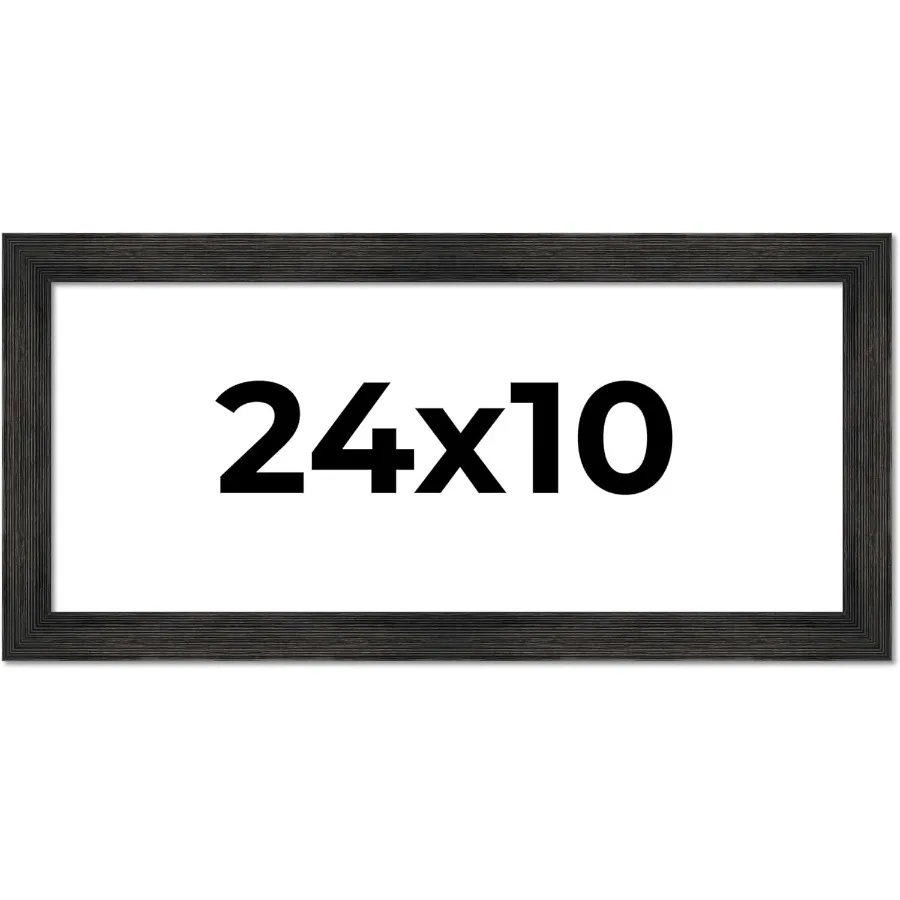 

24x10-дюймовая черная потертая деревенская фоторамка из цельного дерева с шириной литья 1,5 дюйма, предназначенная для домашнего декора и офисной стены