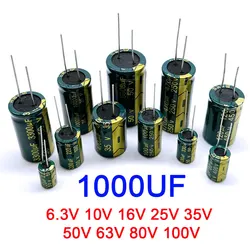 1000UF 6.3V 10V 16V 25V 35V 50V 63V 80V 100V High Frequency Low ESR Aluminum Capacitor 20% 1000UF35V 1000UF25V 1000UF50V