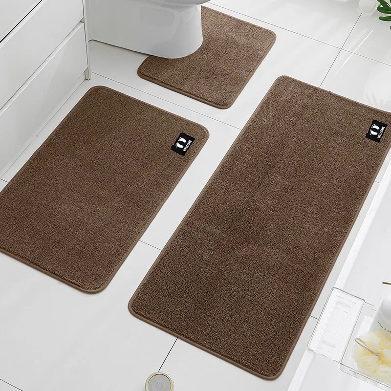 

3Pcs Simple Elegant Bathroom Door Mat Anti-Slip Mat Shower Absorbent Mat U-Shaped Closestool Floot Mat Toilet Rug For Home Hotel
